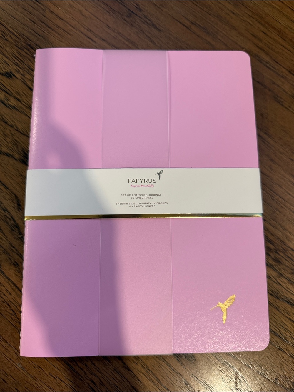 Papyrus Pink Notebook Set with Gold Hummingbird Detail 2